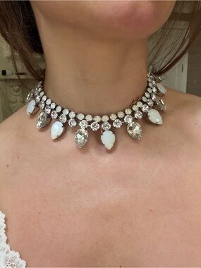 Philip Plein choker Crystal Teardrop Statement Choker Necklace - White & Clear